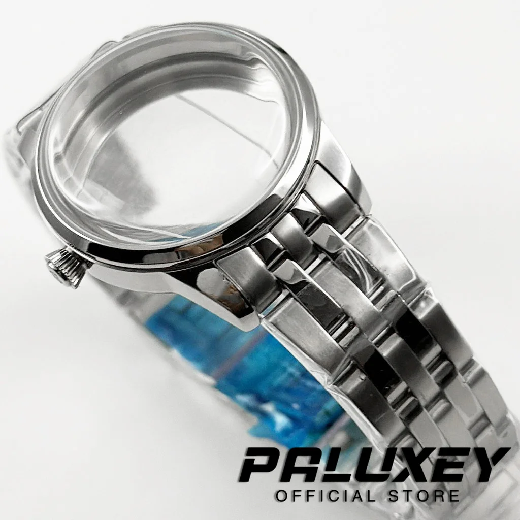 33 ミリメートルカクテルステンレス鋼時計ケースフィット NH35 NH38 ムーブメントアーチガラス透明バックカバーシルバーケーススーツ 29 ミリメートルダイヤル