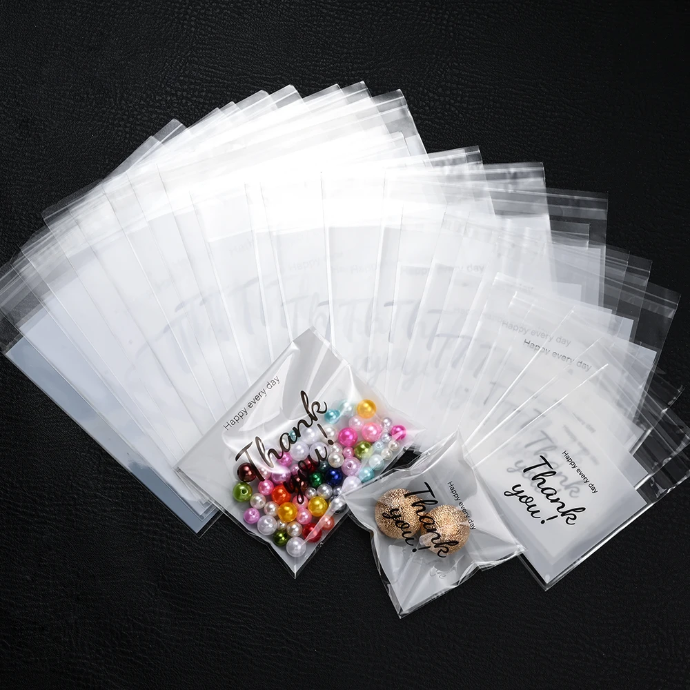 100 Stück "Danke" Bedruckte Mini-Druckverschlussbeutel Klare Plastikbeutel für Schmuck, Perlen, Süßigkeiten und Bastelmaterial (Verschiedene Größen) – Detail 5
