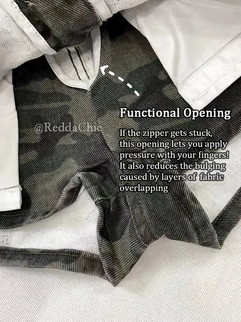 ReddaChic Y2k Women's Camouflage Jean Skorts Zipper Decor Low Waist A-line Denim Skirt Shorts Vintage Sexy Summer Streetwear