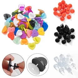 Broche de goma para hacer joyas, hebilla de botón, Cierre trasero, tapón de embrague, soporte para insignia, accesorios para manualidades, 50 piezas