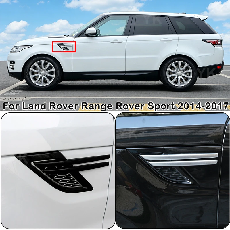 

For Land Rover Range Rover Sport 2014 2015 2016 2017 ABS Black Silver Front Fender Air Vents Grill Decorative Trim stiker