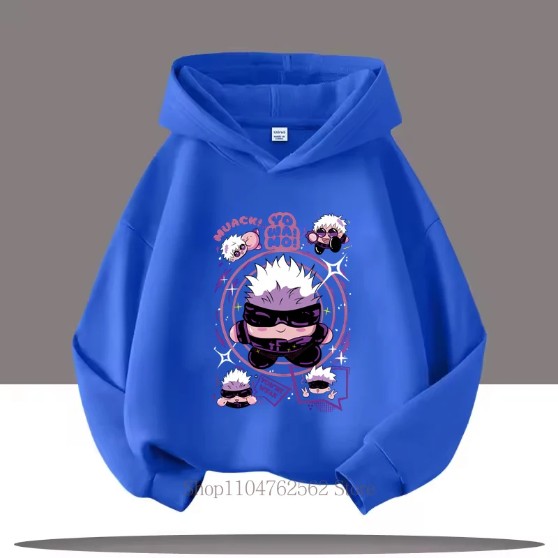 Jujutsu Kaisen الكرتون الأطفال هوديس خريف شتاء بنين بنات لطيف كم طويل بلايز كم طويل بلايز الاطفال الصوف بلوزات #5