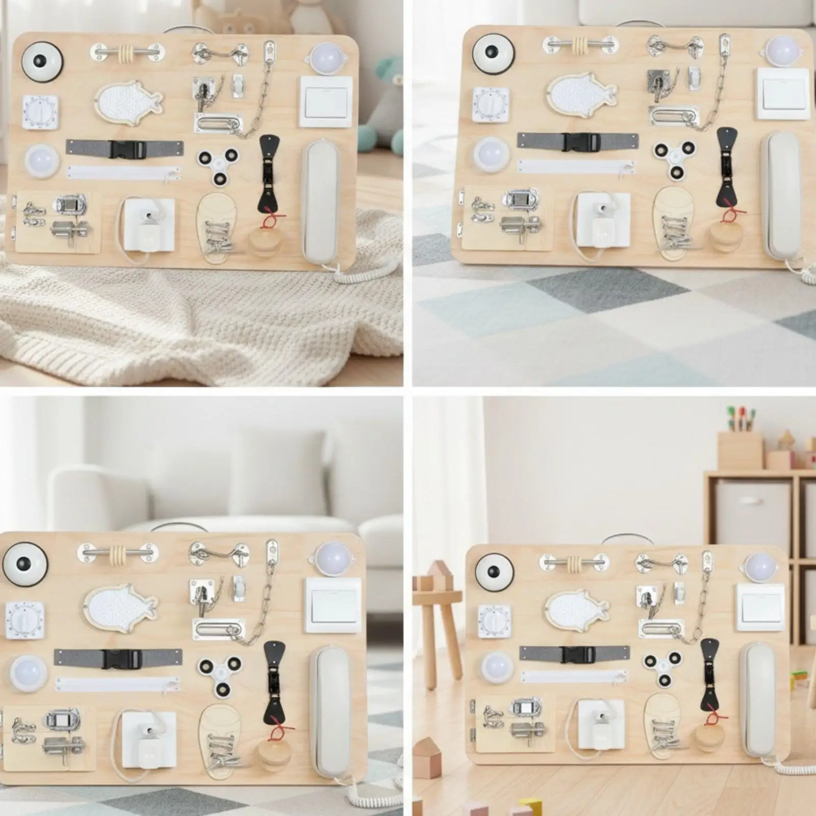 Sensory Developmental Busy Board | Fine Motor Skill Development, Interactive Wooden Design, for Travel