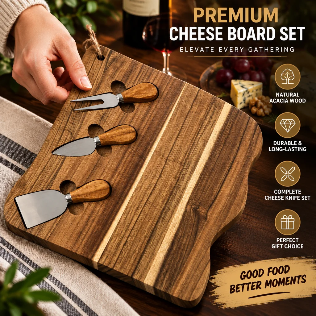 All-in-One Charcuterie Accessories, Cheese Knife Set with Pocket Knife for Men, Multi Purpose Pocket Knife & Cheese Knives
