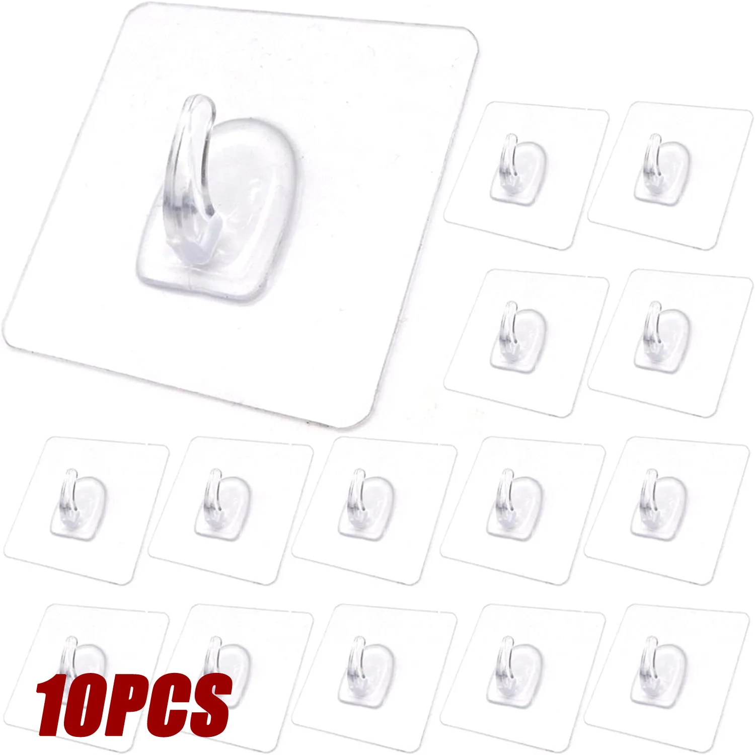 1/2/3/5/10PCS Transparent Plastic Duty Wall Hook for Kitchen Bathroom Office No Trace No Scratch Waterproof Adhesive Hooks