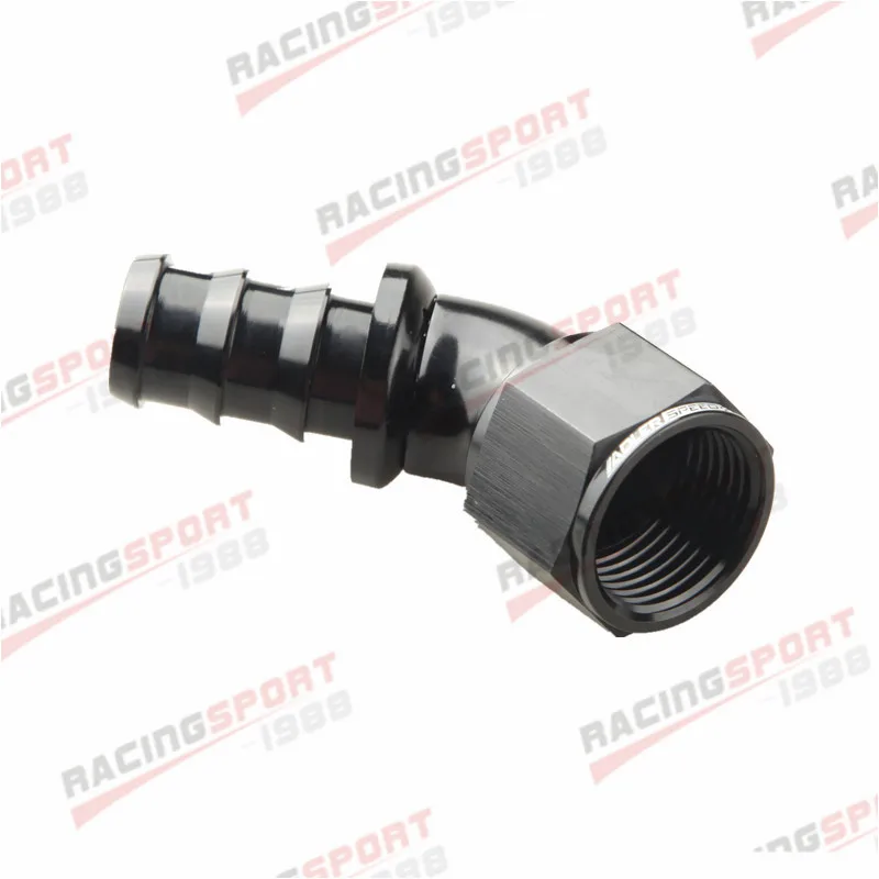 1pcs/2pcs Universal 45 Degree /90 Degree AN12 -12AN 45 Degree/90 Degree Push-Lock One Pieces Full Flow Hose End Fitting Black