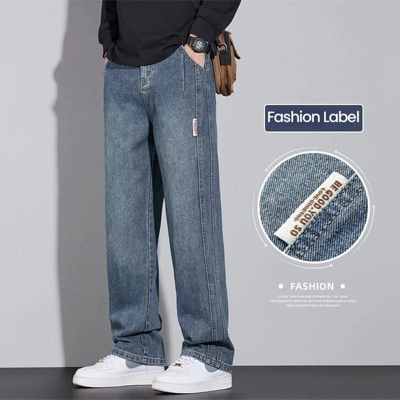 Herbst männer Kleidung Gerade Jeans Bequeme Breite Beine Mode Lässig Vintage Männlichen Denim Hosen Streetwear Hosen