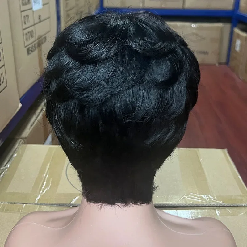 Pixie Cut Short Curly Wigs Full Machine 100% Human Hair Brazilian Virgin Hair For Women High Quality Soft and Silky Daily Use