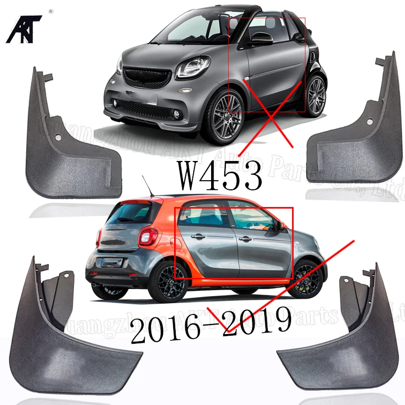 Mud Fender Flaps Splash Guard Mudflaps Mudguard Cover Trim For Benz Smart Two door Four door W453 2016-2019   Mud Flap