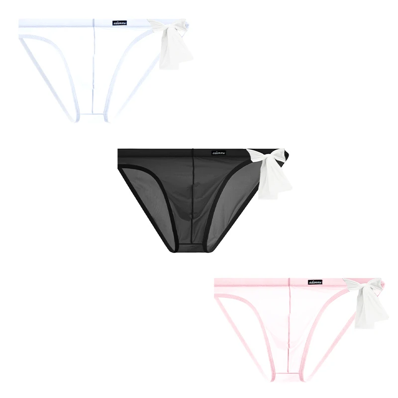 3PCS color mixing Sheer Ice Silk Briefs: Ultra-thin, quick-drying. Openwork design, delicate ties. Unbelievable comfort.