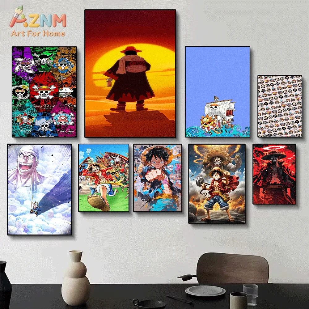 VIVID GEM Diamond Painting Kit 5D DIY Full Drill One Piece Jolly Roger Straw Anime Artwork Cross Stitch Adults Room Decor