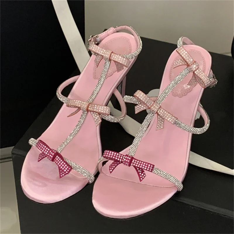 Aneikeh Summer Fashion Peep Toe Buckle Strap Stiletto Sexy Butterfly-knot High Heels Gladiator Sandals Women  Party Dress Shoe image 6