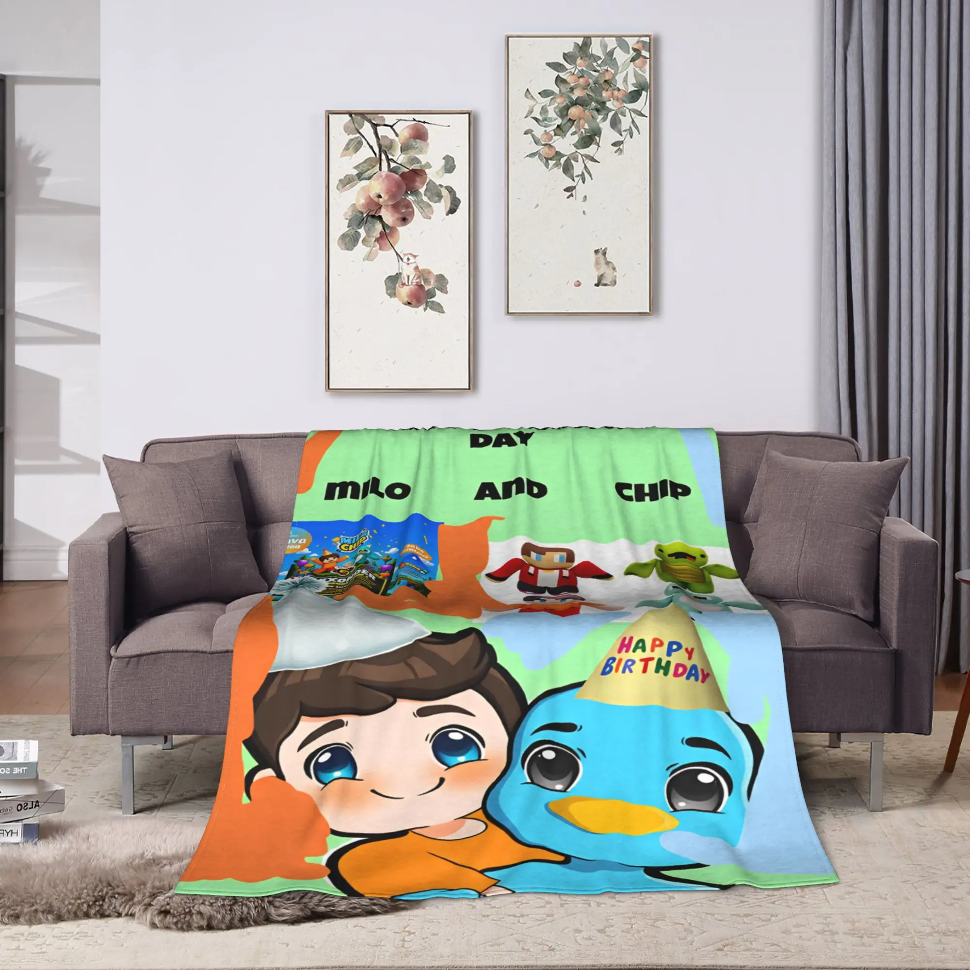 Milo And Chip Blankets Quality Super Warm  Throw Blanket Winter Travel Office Living Room Pattern Bedspread