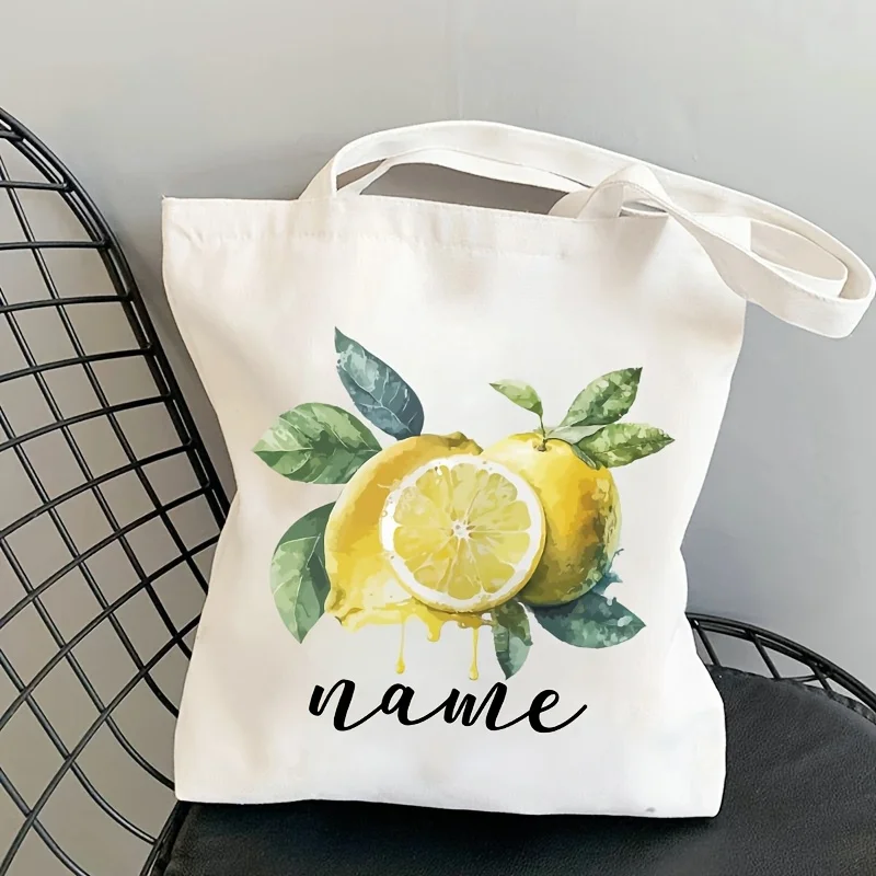 Customizable Lemon Series Tote Bag High Quality Reusable Shoulder Bag with Vibrant Lemon Illustrations Perfect for Daily