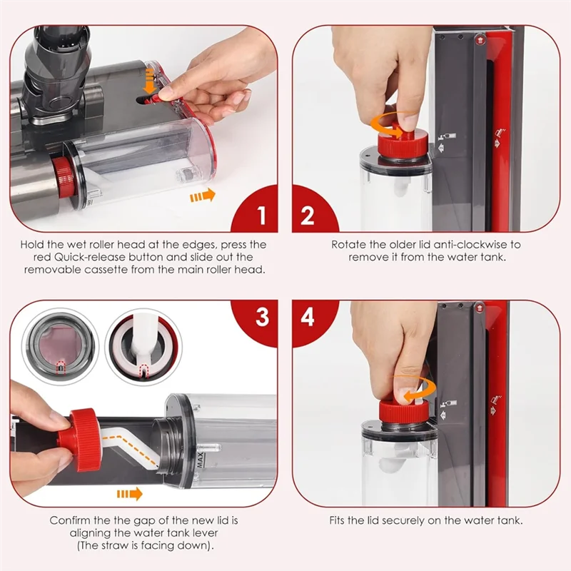 WHYY - Części zamienne do odkurzacza Pokrywa zbiornika na wodę + Klips Zatrzask Przycisk do Dyson V12 Slim V15 Detect Roller Head Clean Tank
