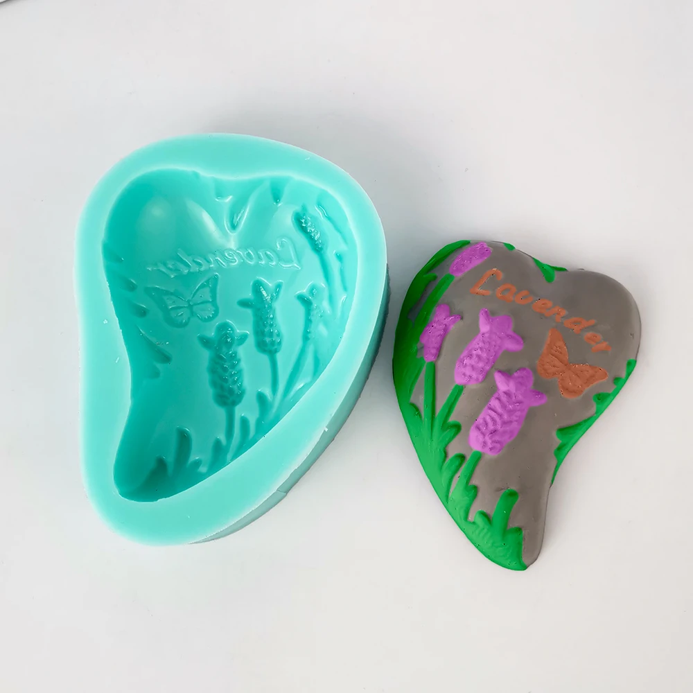 PRZY-Handmade Silicone Flower Mold, Soap Molds, Clay Resin Molds, Love Heart, Lavender, Candle, HC0354