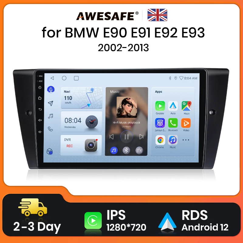 AWESAFE Wireless CarPlay Android Auto Radio For BMW 3-Series E90 E91 E92 E93 GPS Navigation Stereo Car Intelligent Systems