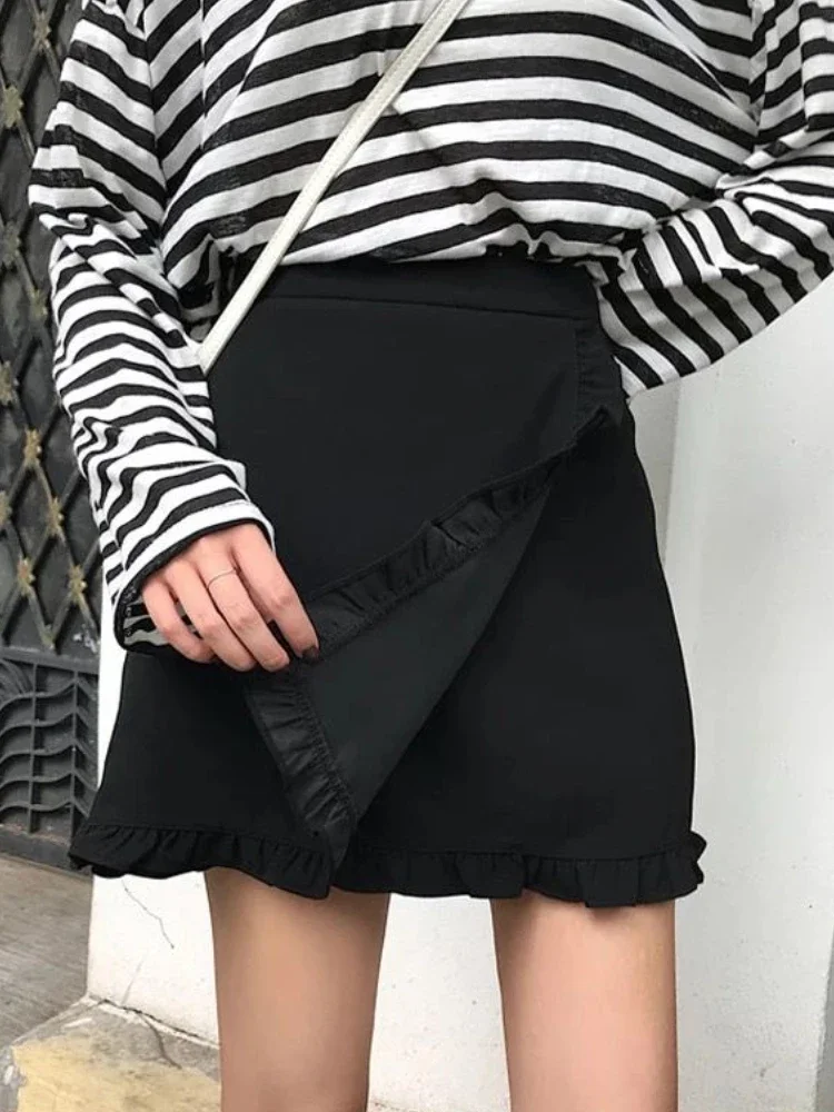 

Юбки женские нестандартного дизайна в корейском стиле, модные, с высокой талией, простые, универсальные, летние, новые, для студентов, трапециевидные, нежные, для отдыха, шикарные