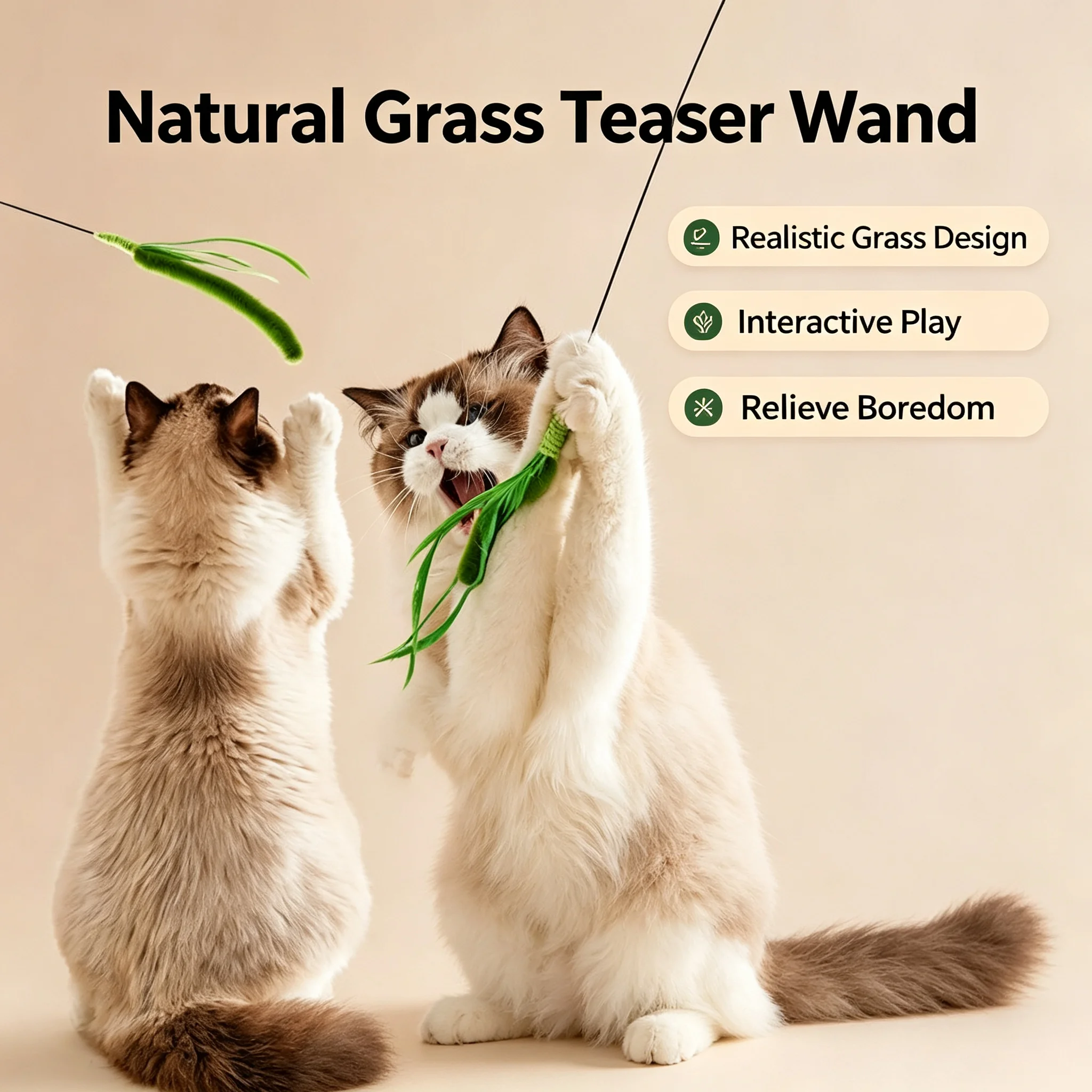 Cat Teasing Toy Interactive Dog Tail Grass Feather Long Pole Cat Teasing Stick Bite Resistant Cat Sound Toy Pet Supplies