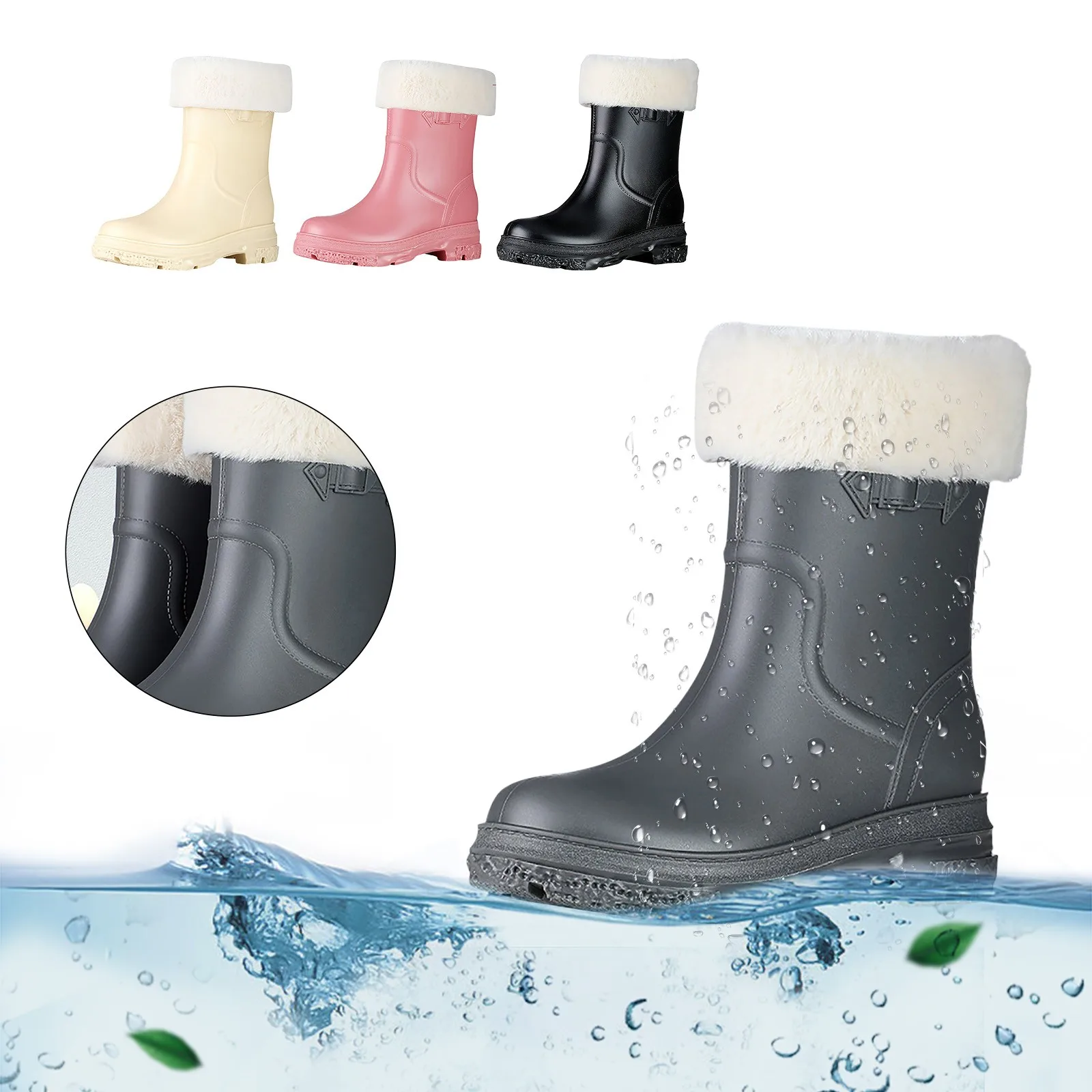 Women Rain Shoes Shoes Comfortable Light Ankle Rain Boots Frosted Outdoor Rain Boots Womens Boot