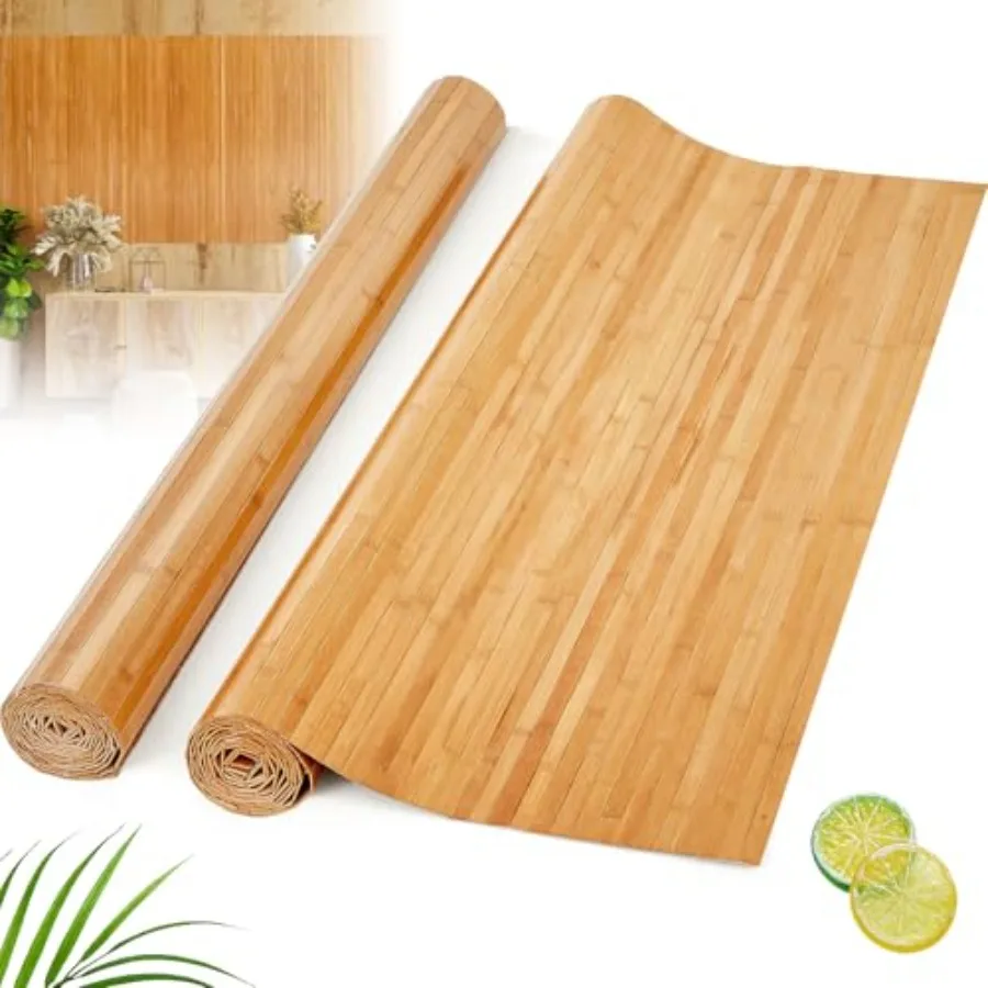 

2 Pcs Bamboo Wall Panel 48 x 24 Inch Bamboo Covering Renewable Pole Fencing Wainscoting Room Divider Wrap for Interior Wall Dec