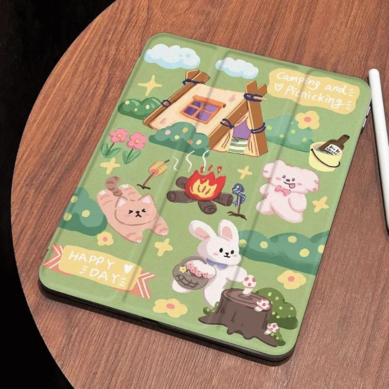 Smart PU Case for 7 8 9th 10.2 Funda Cover Ipad 2017 2018 9.7inch Ipad 2017 10.5 Inch Happy Animal Detachable Cover Ipad Mini 6