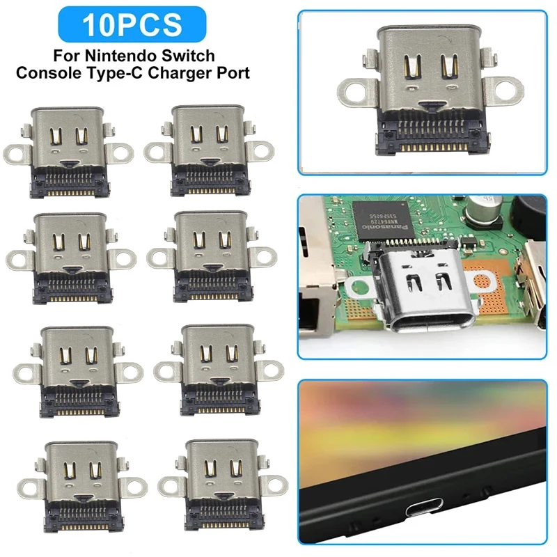 【10-2PCS】USB Type-C Built-in Charging Port Socket for NS Lite for Nintend Switch Lite Replacement Parts