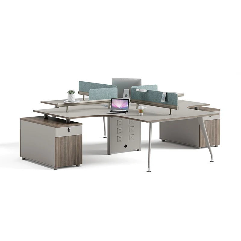 

Современный офисный стол на четыре человека, модульный и съемный стол для рабочей станции с меламиновым шпоном для студийного персонала и офисных работников
