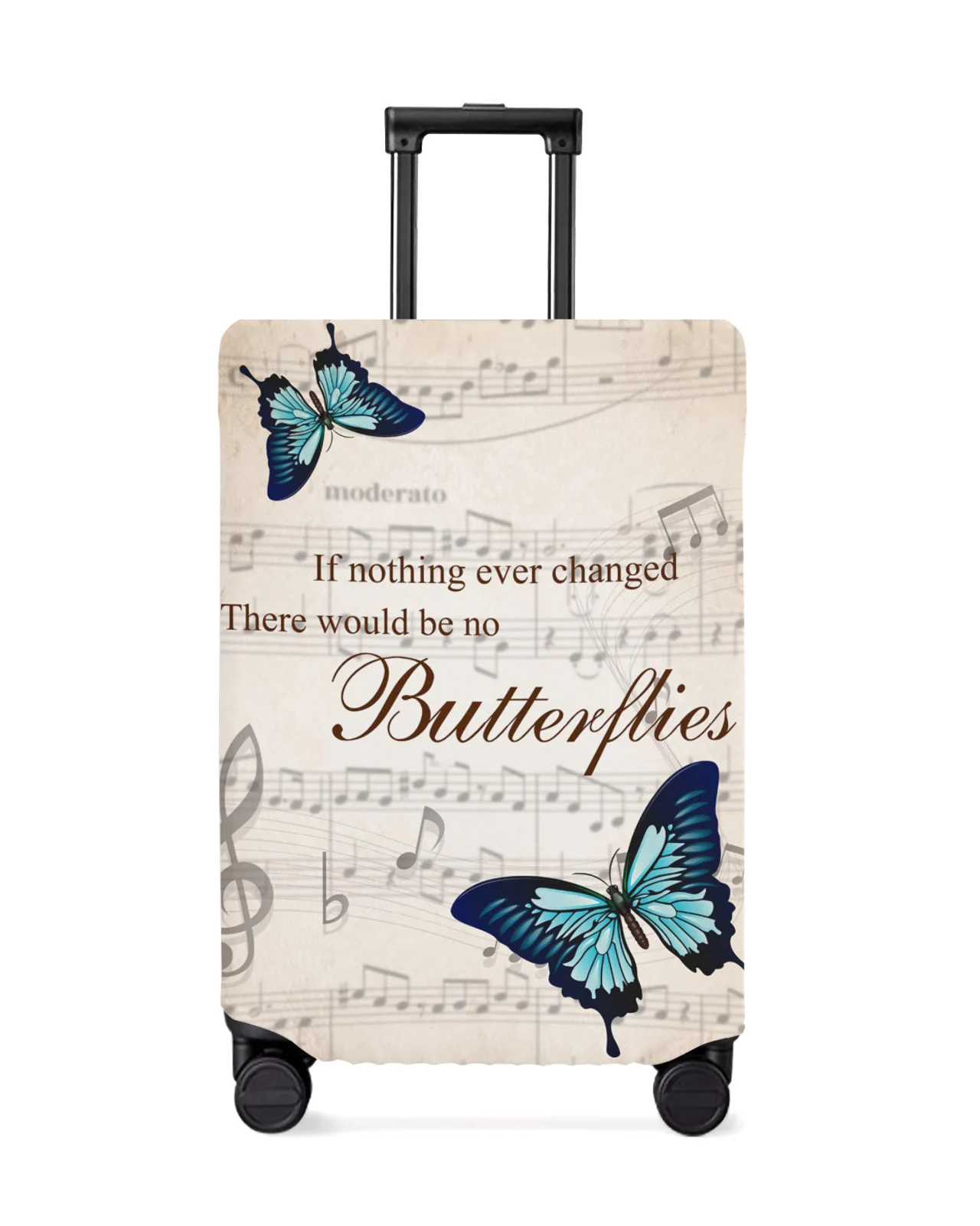 Butterfly Retro Musical Note Vintage Luggage Protective Cover Travel Accessories Suitcase Elastic Dust Case Protect Sleeve