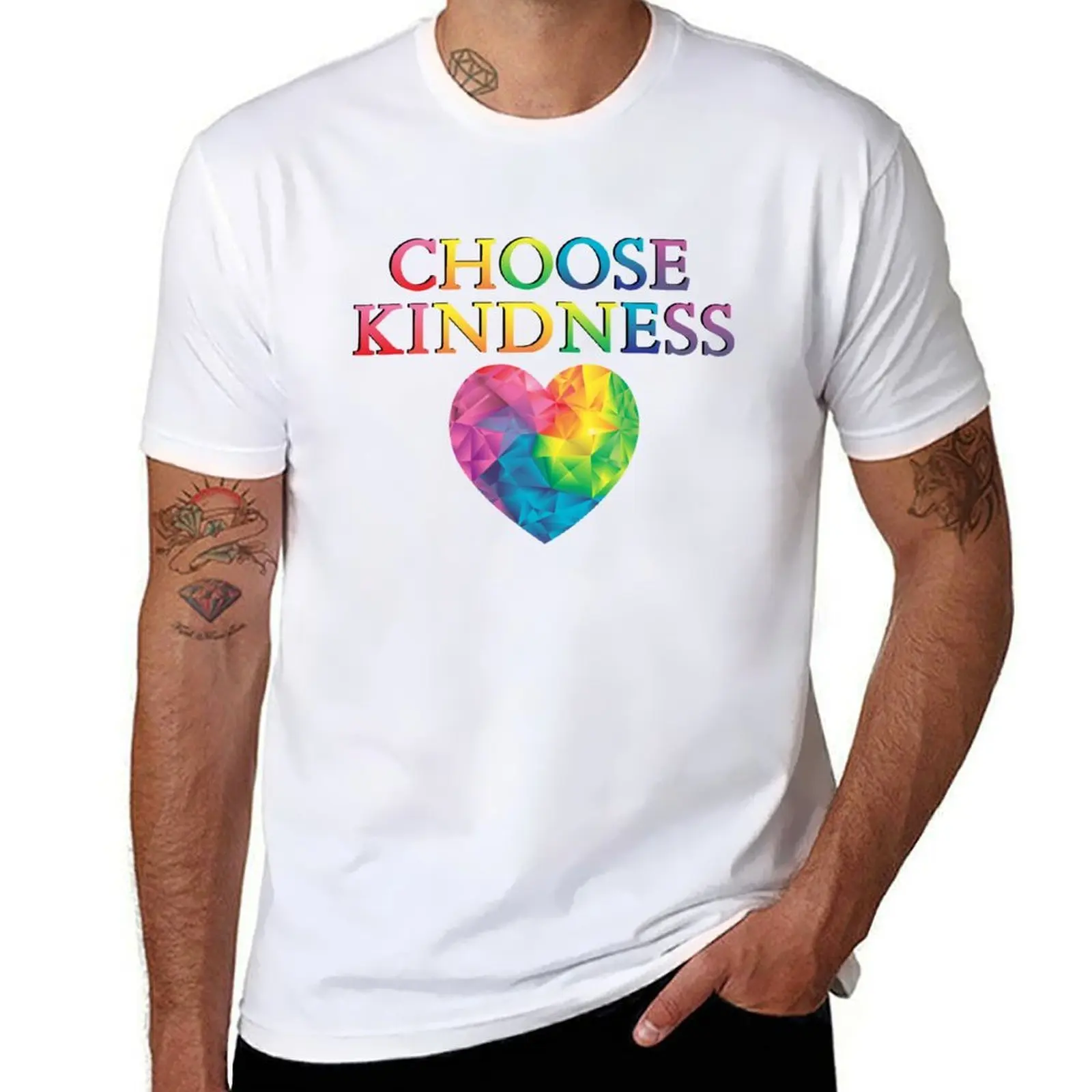 

Choose Kindness Kind Stickers - Anti Bullying Rainbow heart T-Shirt t shirts for man pack cotton cotton tshirt 100% T-Shirt