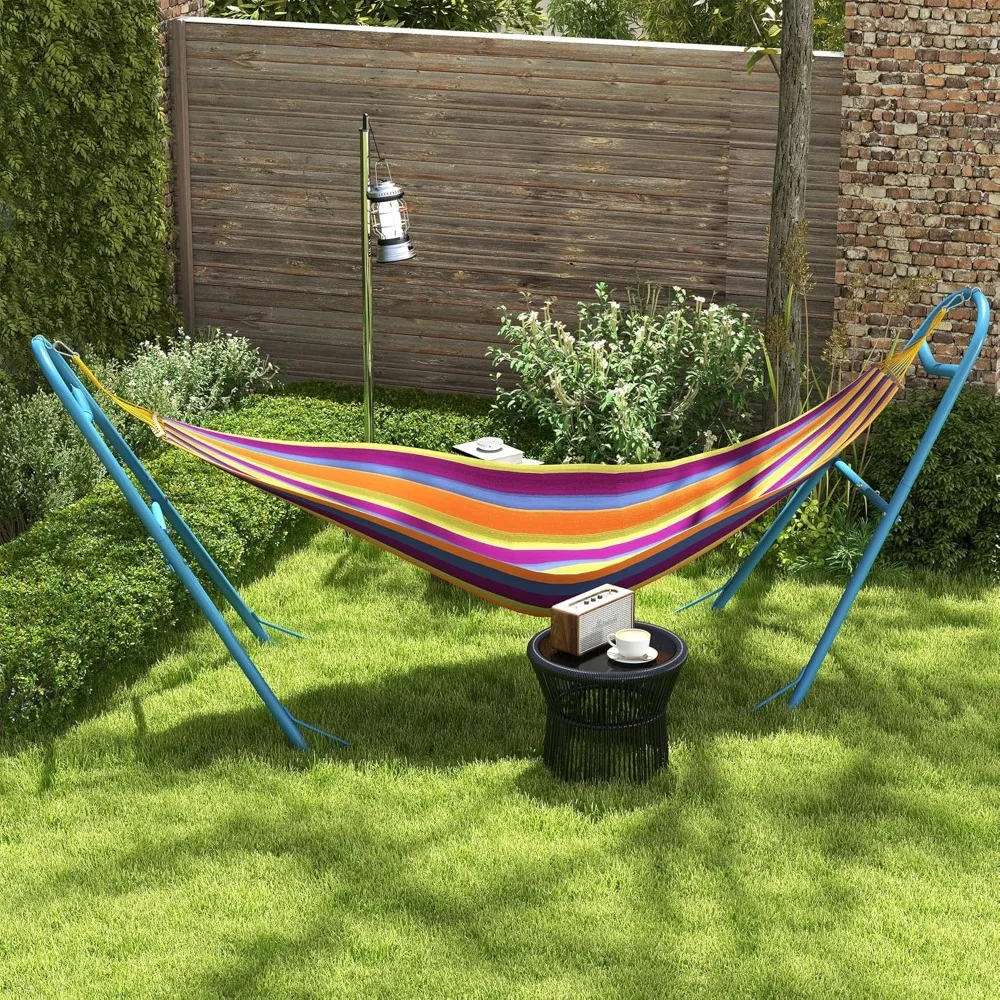 Portátil ajustável Steel Frame Hammock, 2 Pessoa Stand, Resistente às intempéries Finish,9-14ft Redes, 10.3 ', 550 lbs