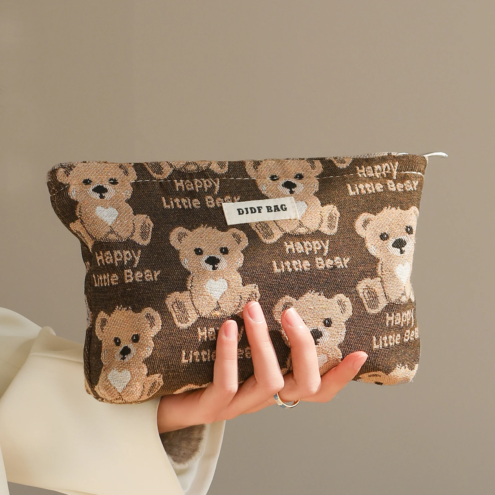 Cute Bear borsa per cosmetici femminile borsa per rossetto cosmetico di grande capacità borsa da toilette da viaggio portatile pochette per pendolari