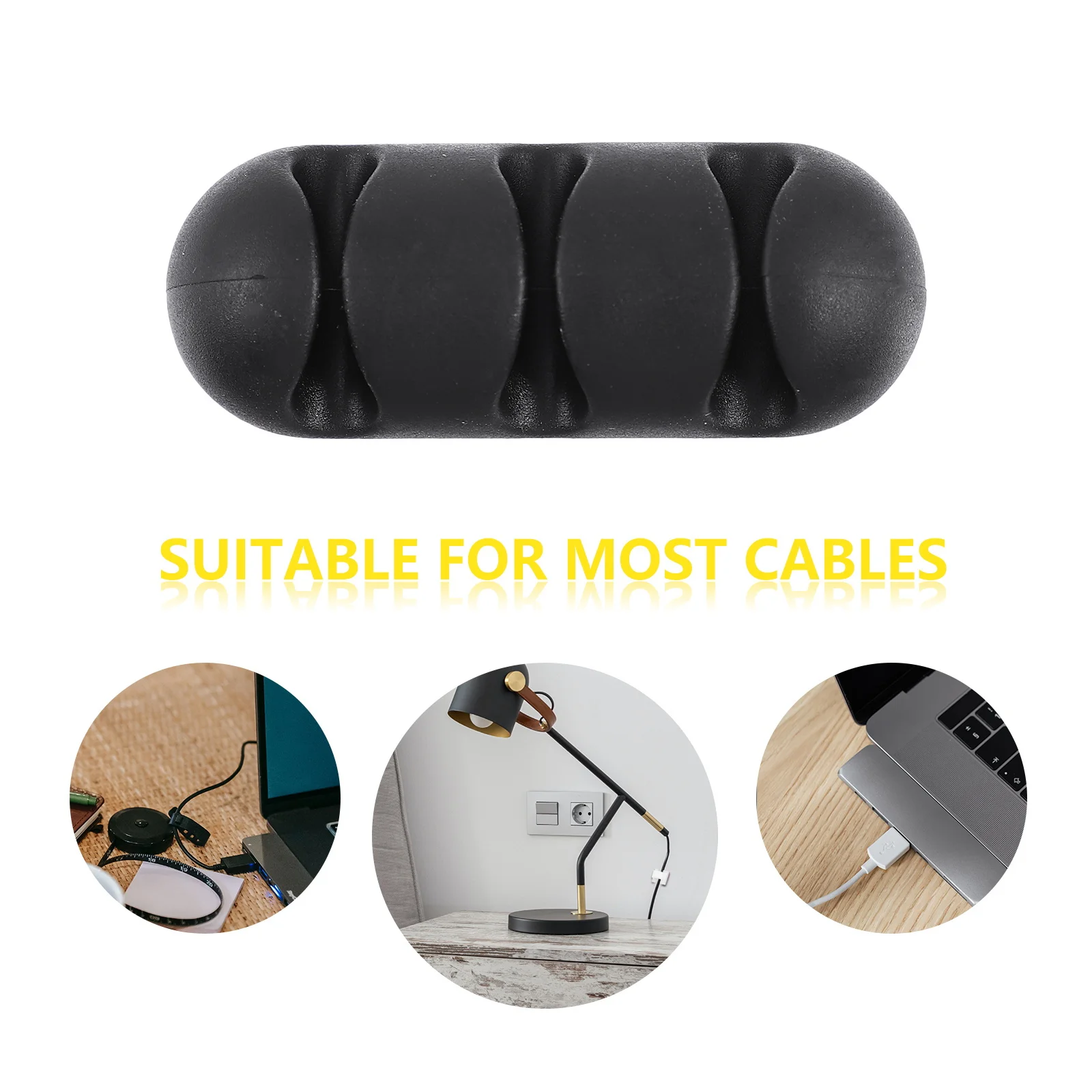 

10pcs 3-Slot Cable Management Organizer Tpr Desktop Cord Holder Self-Adhesive Compact Lightweight Durable Wire Organizer Cable