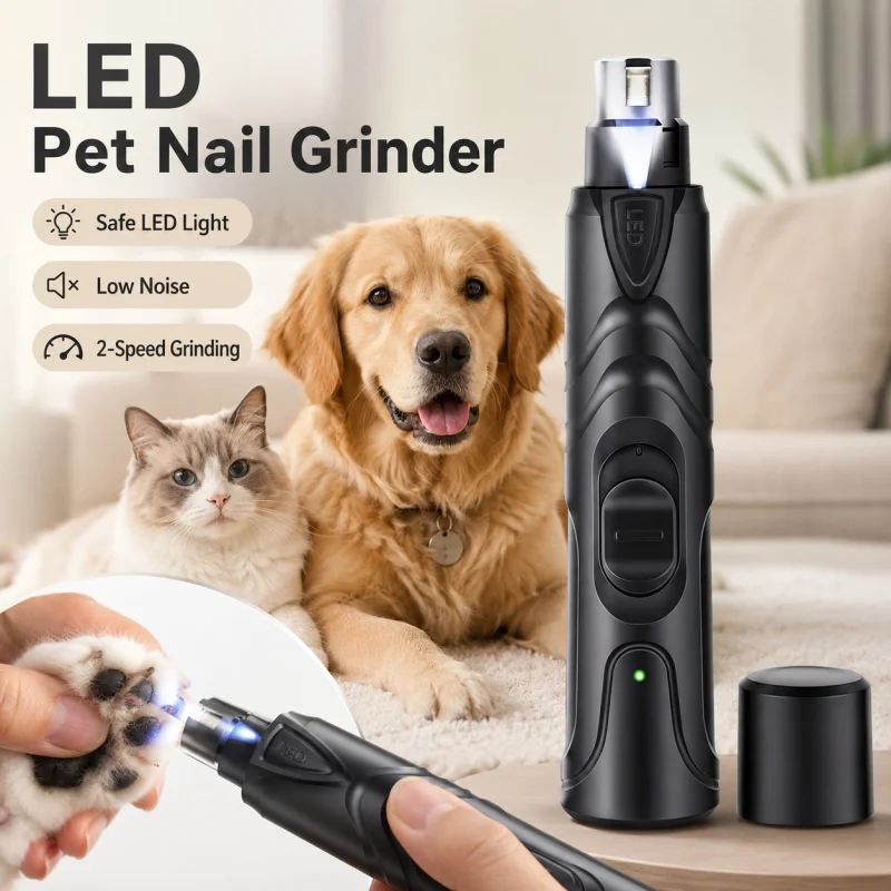 Electric Pet Nail Grinder for Dogs Cats, Rechargeable Paw Nail Trimmer Clipper, Quiet Grooming File Tool for Small Medium Large