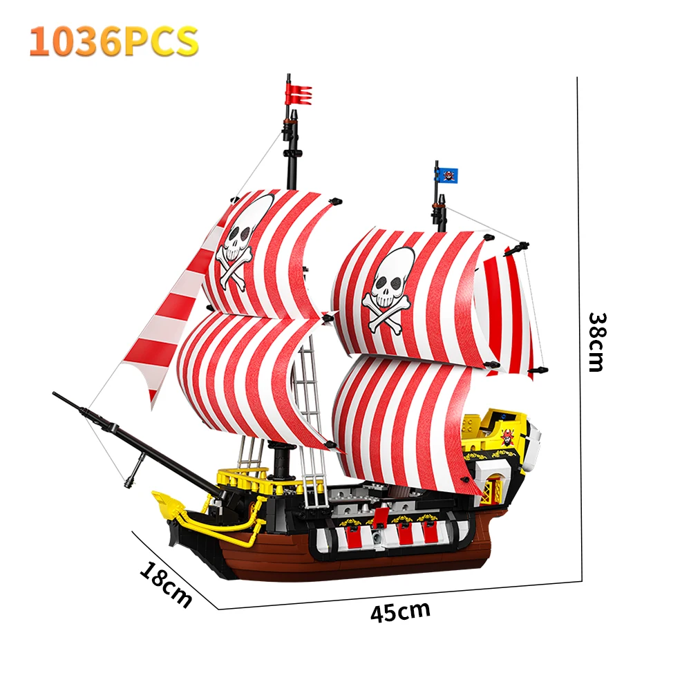 Blackbeard Pirate Ship Model Male and Female Intelligence Assembly Building Blocks Toy Gift