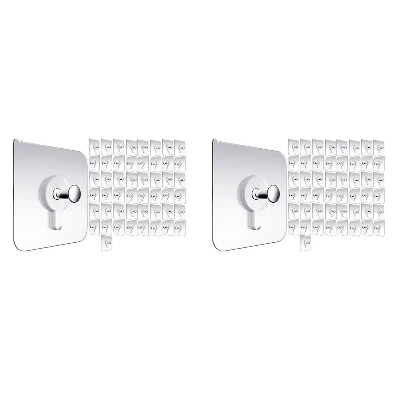 

AB41-Wall Hangers Without Nails, Wall Hooks For Hanging, 100 Packs Adhesive Wall Hooks, Picture Hangers For Living Room