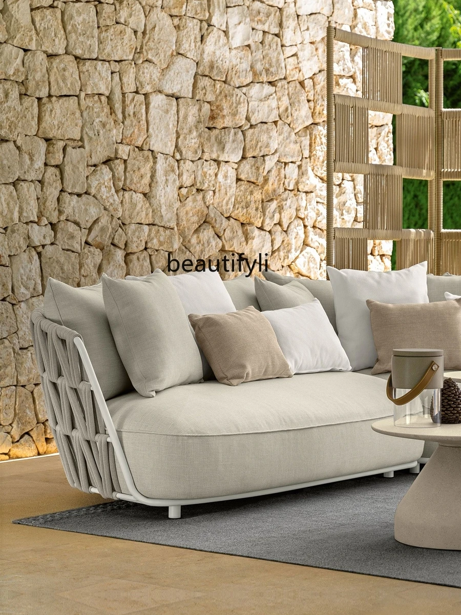 

Outdoor Sofa Rattan Garden Leisure Waterproof and Sun Protection Chairs Furniture Aluminum Alloy Garden Outdoor Combination