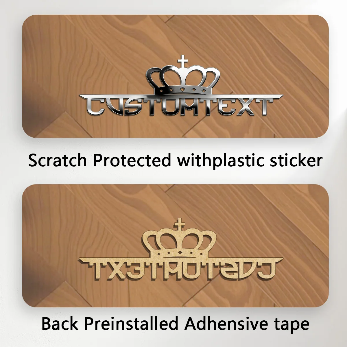Classic Crown Creative Font 3D Metal Waterproof Car Sticker Auto Rear Emblem Badge Custom Name Holder Logo Personalized Gifts view 2