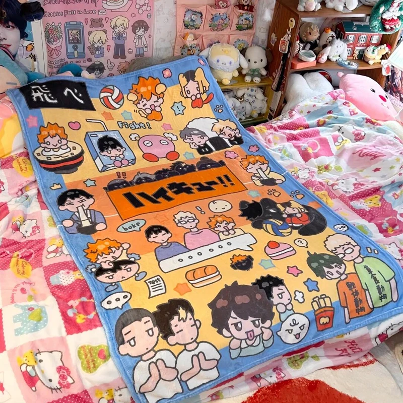 Anime Haikyuu!! Selimut Cosplay, syal kantor hangat, pendingin udara, selimut Sofa tunggal tipis, hadiah Natal