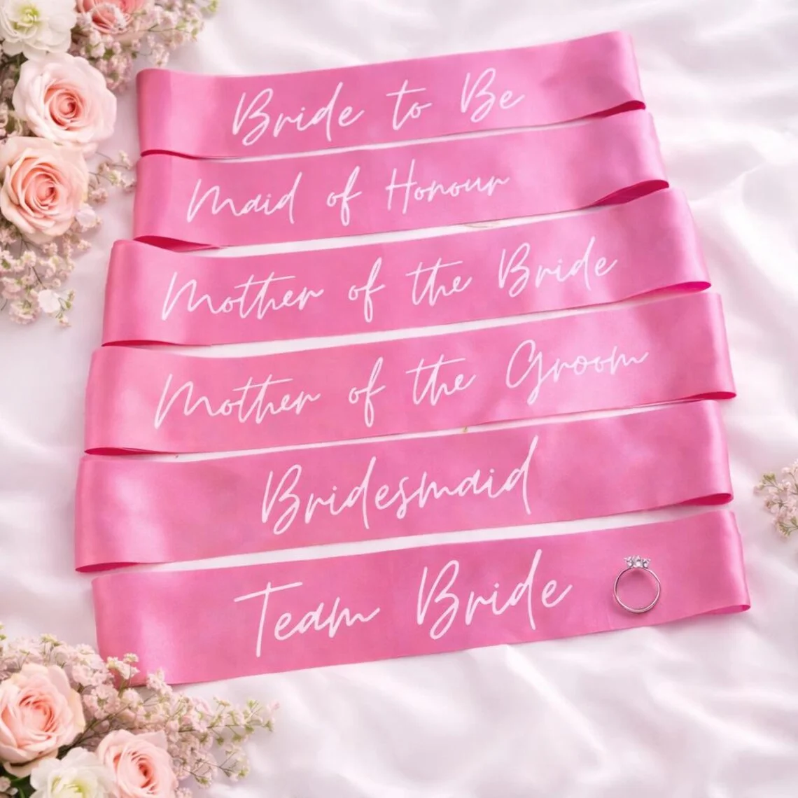 

Team Bride Bachelorette Party Sash Pink White Hens Party Sash Bridesmaid Gift For Bridal Squad Bachelorette Party Accessory