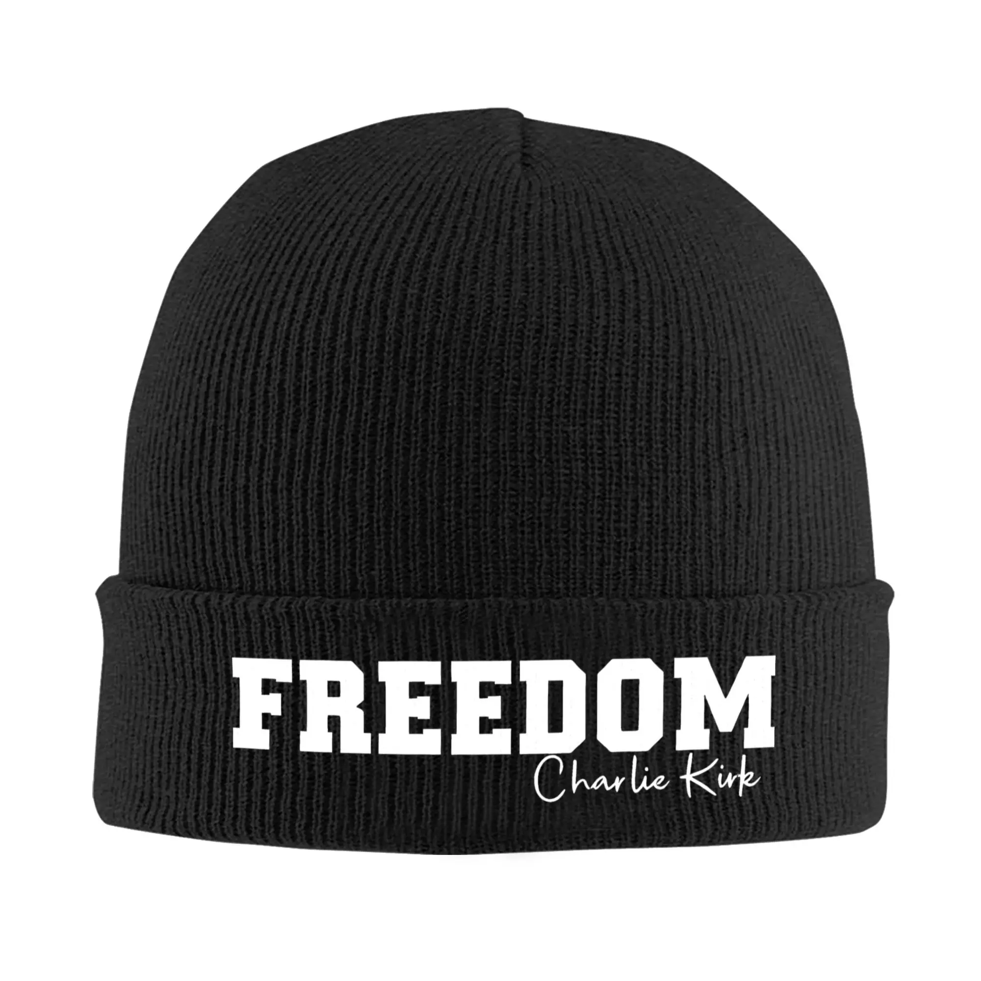Women Men Slouchy Beanie Charlie Kirk Freedom Merch Warm Skull Knitted Hat Cap  Beanies Skullies