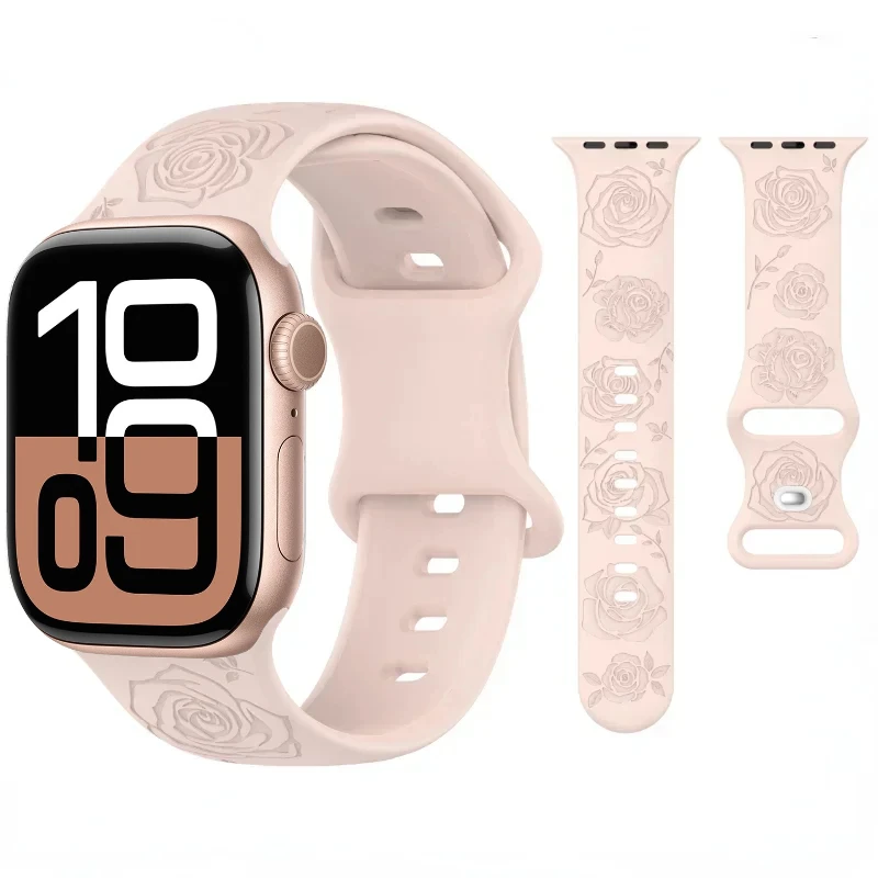 Textured Silicone Strap for Apple Watch 10/11 42/46mm 9 8 7 41/45mm Ultra 3-1 49mm Printed wristband iWatch 6 5 4 SE/3 44mm 40mm