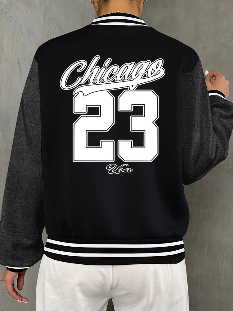 

Женская бейсбольная майка Chicago Art Number 23, универсальные флисовые куртки с принтом, осенняя одежда Y2K, спортивная уличная одежда унисекс