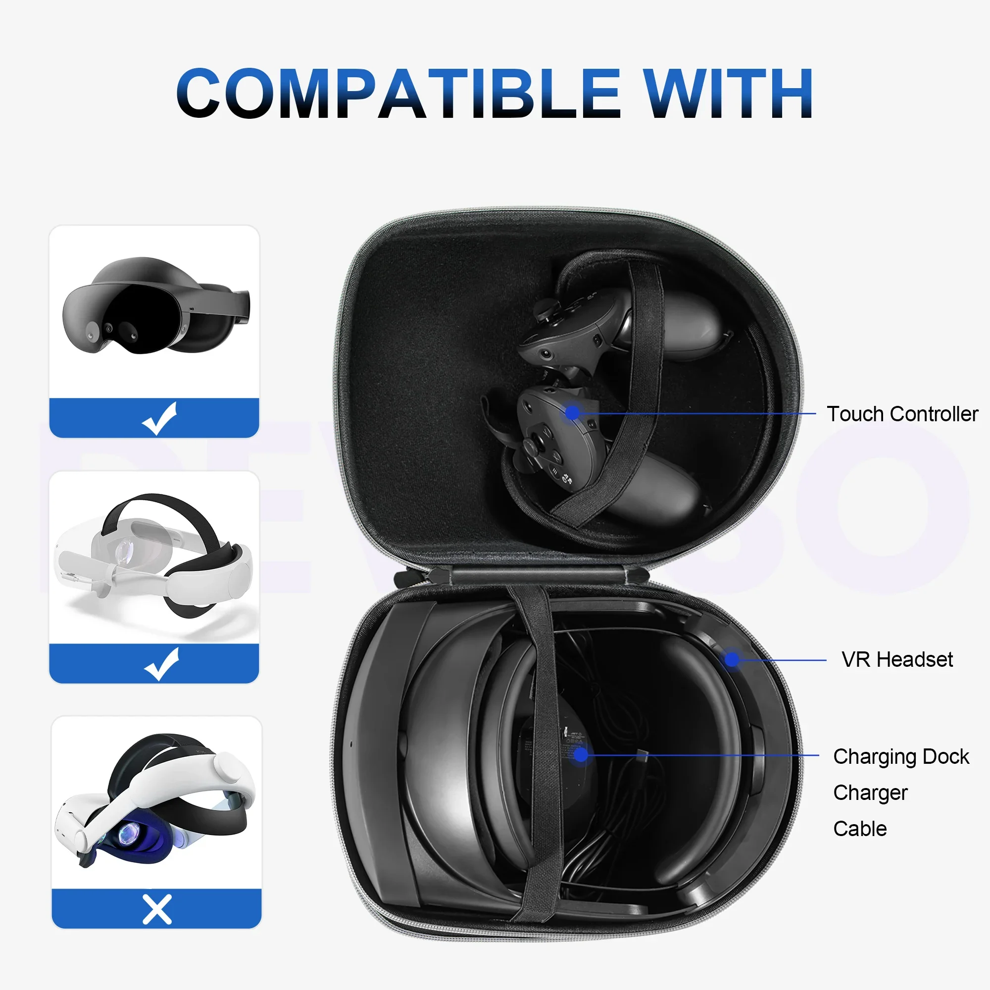 Travel Carrying Case for Meta Quest Pro Protective Bag EVA Portable Hard Storage Box VR Headset for Oculus Quest 2 Accessories