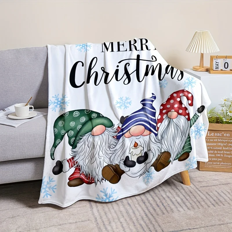 Cozy Christmas Gnomes Flannel Throw Blanket - Perfect for Couch, Bed, Sofa, Office & Camping | Soft & Warm All-Season Comfort