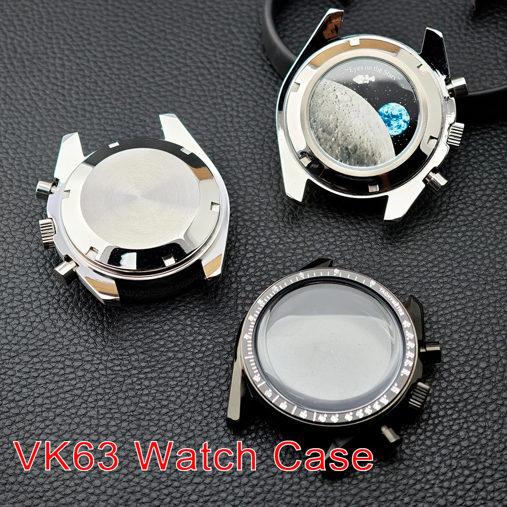 

39.7mm Watch metal steel case Fit VK63 movement case watch accessories suitable for 20mm strap Equipped with a movement bracket
