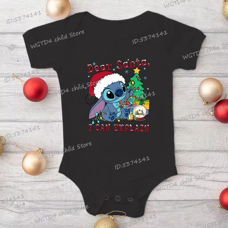 طفلة صبي بذلة لطيف غرزة عزيزي سانتا يمكنني شرح طباعة رومبير عيد ميلاد سعيد شجرة ضوء Kawaii الكرتون الملابس
