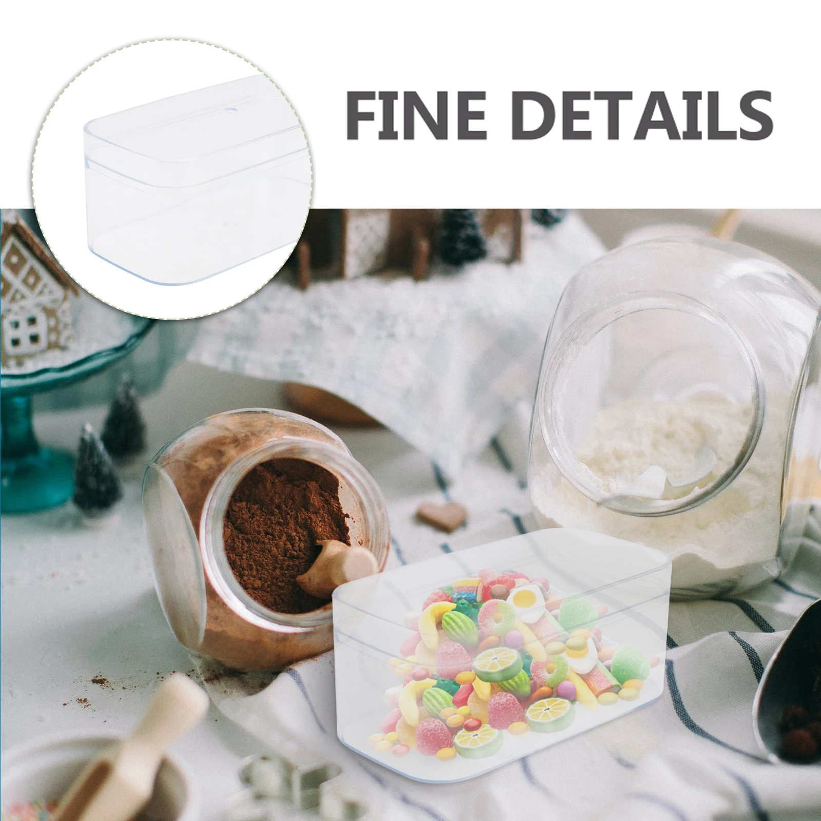 

10pcs Rectangular Plastic Box Candy Container Storage Case Cake Stand Cookie Food Grade Moisture Proof Sealed Boxes Tea