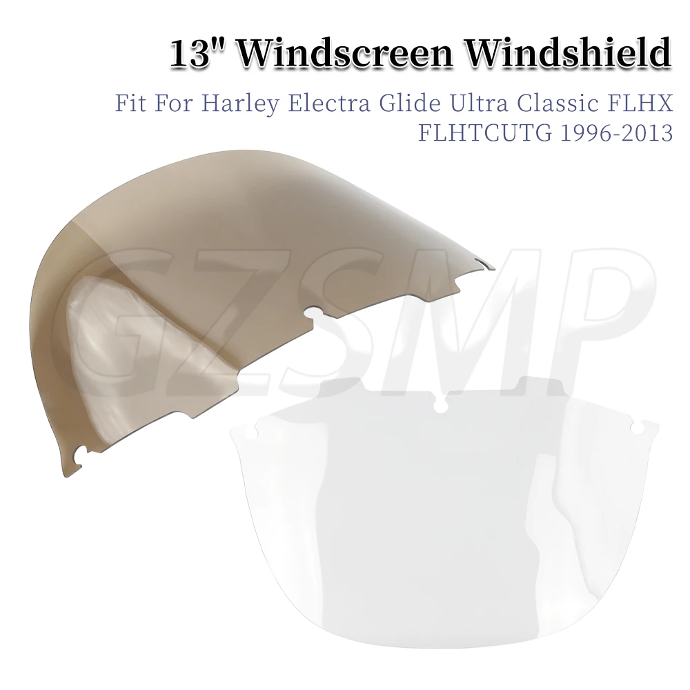 

13 Inch Motorcycle Clear Tea Windscreen Windshield Fit for Harley Touring Street Glide Electra Ultra Classic 1996-2013