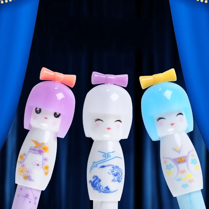 60Pcs Japanese Doll Gel Pens Writing Black Ink Roll Pens